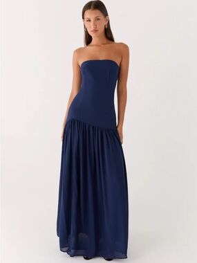 PEPPERMAYO Eden Strapless Dress in Navy 0